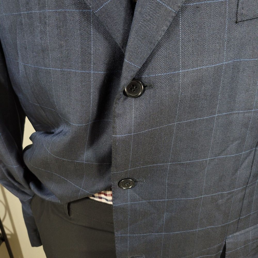 Canali‎ AL13320/00 Men's Sport Coat Blazer Two Button Navy Plaid Silk Wool 52XL - Picture 8 of 16